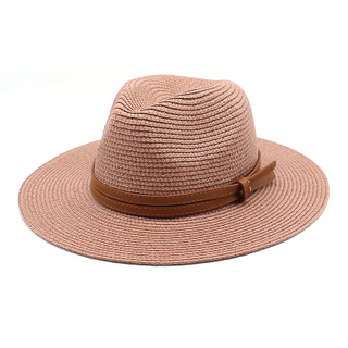 Venta al por mayor de sombreros de paja Fedora de fieltro de playa al aire libre personalizables para mujeres 