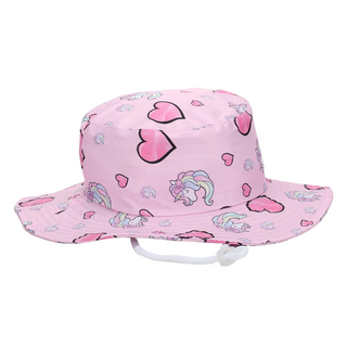 Chap&eacute;u balde infantil com estampa rosa da moda por atacado com al&ccedil;a de queixo