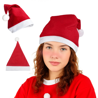 Chap&eacute;us de Papai Noel personalizados por atacado com logotipo personalizado Chap&eacute;u de Papai Noel de Natal n&atilde;o tecido para decora&ccedil;&atilde;o de festas