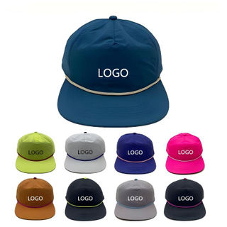 Atacado logotipo personalizado nylon aba plana corda chap&eacute;u em branco bon&eacute; de beisebol esportivo de secagem r&aacute;pida para varejista ou distribuidor promocional 