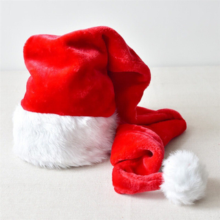 Sombrero rojo personalizado al por mayor de la Navidad de Poolyester de la felpa del sombrero de Santa de la cola larga para los acontecimientos del d&iacute;a de fiesta
