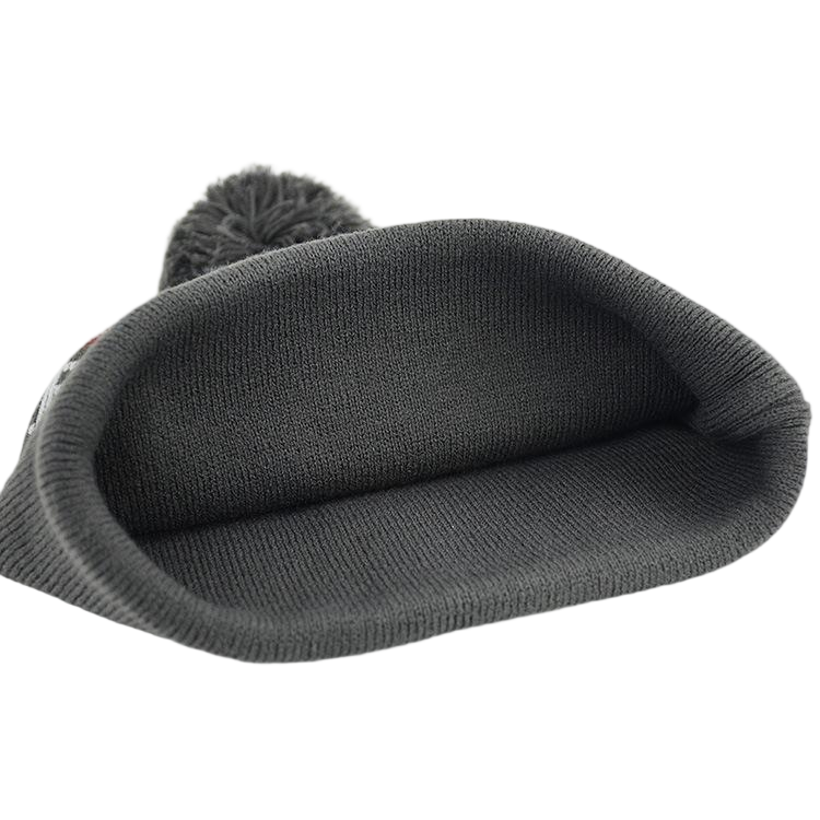 Gro&szlig;handel mit kundenspezifischer Acryl-Jacquard-Logo-Pom-Pom-Manschetten-Fu&szlig;ballm&uuml;tze 